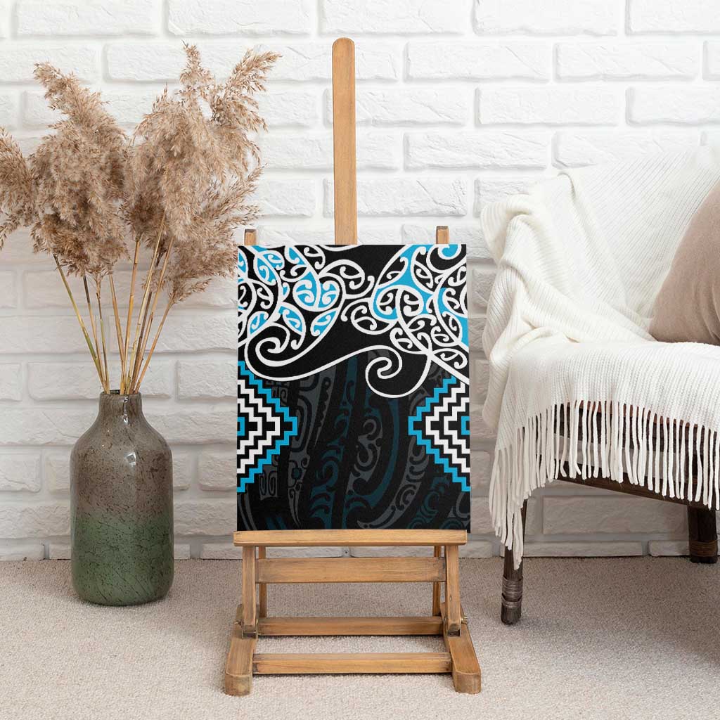 Blue Aotearoa Tukutuku Manawa Tapu Canvas Wall Art Ta Moko Toi Maori LT9 - Polynesian Pride