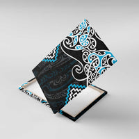 Blue Aotearoa Tukutuku Manawa Tapu Canvas Wall Art Ta Moko Toi Maori LT9 With Frame Blue - Polynesian Pride