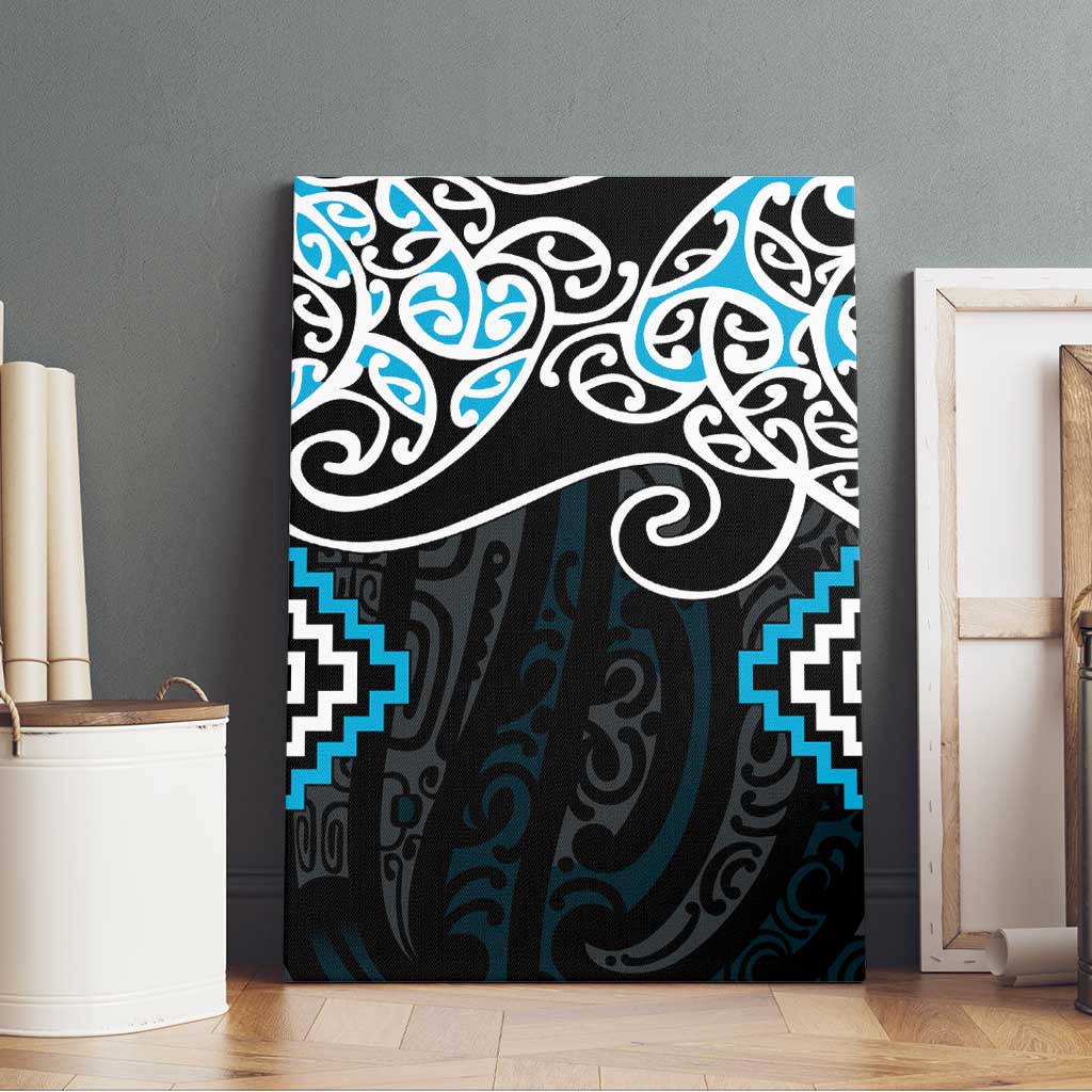 Blue Aotearoa Tukutuku Manawa Tapu Canvas Wall Art Ta Moko Toi Maori LT9 - Polynesian Pride