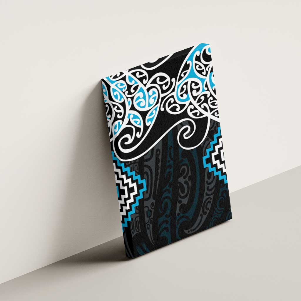 Blue Aotearoa Tukutuku Manawa Tapu Canvas Wall Art Ta Moko Toi Maori LT9 - Polynesian Pride
