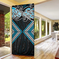 Blue Aotearoa Tukutuku Manawa Tapu Door Cover Ta Moko Toi Maori - Polynesian Pride