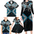 Blue Aotearoa Tukutuku Manawa Tapu Family Matching Long Sleeve Bodycon Dress and Hawaiian Shirt Ta Moko Toi Maori