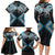 Blue Aotearoa Tukutuku Manawa Tapu Family Matching Long Sleeve Bodycon Dress and Hawaiian Shirt Ta Moko Toi Maori