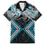 Blue Aotearoa Tukutuku Manawa Tapu Family Matching Off Shoulder Short Dress and Hawaiian Shirt Ta Moko Toi Maori