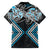 Blue Aotearoa Tukutuku Manawa Tapu Family Matching Off Shoulder Short Dress and Hawaiian Shirt Ta Moko Toi Maori