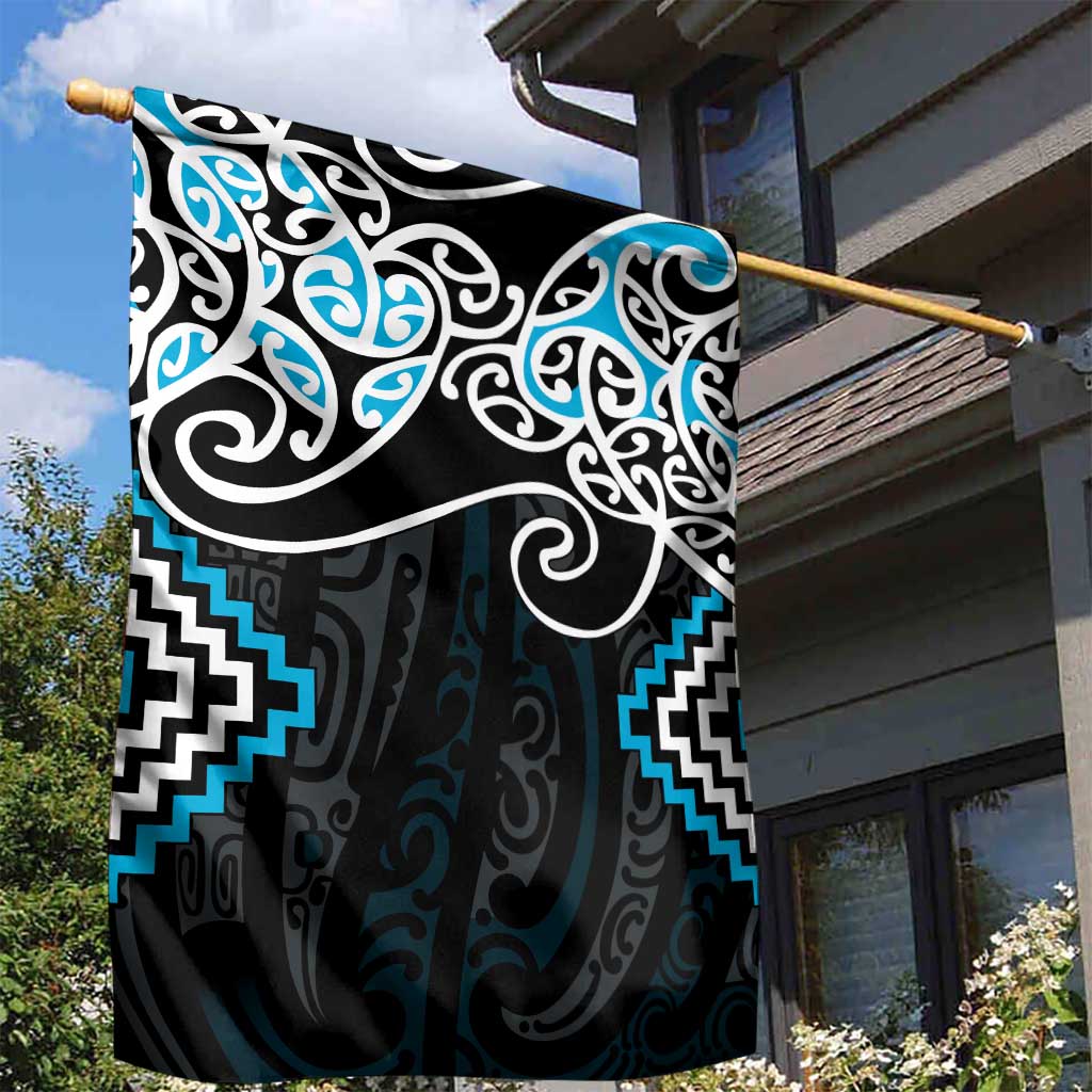 Blue Aotearoa Tukutuku Manawa Tapu Garden Flag Ta Moko Toi Maori LT9 - Polynesian Pride