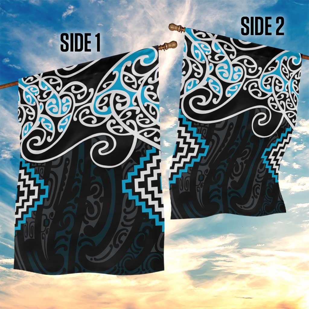 Blue Aotearoa Tukutuku Manawa Tapu Garden Flag Ta Moko Toi Maori LT9 - Polynesian Pride
