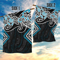 Blue Aotearoa Tukutuku Manawa Tapu Garden Flag Ta Moko Toi Maori LT9 - Polynesian Pride