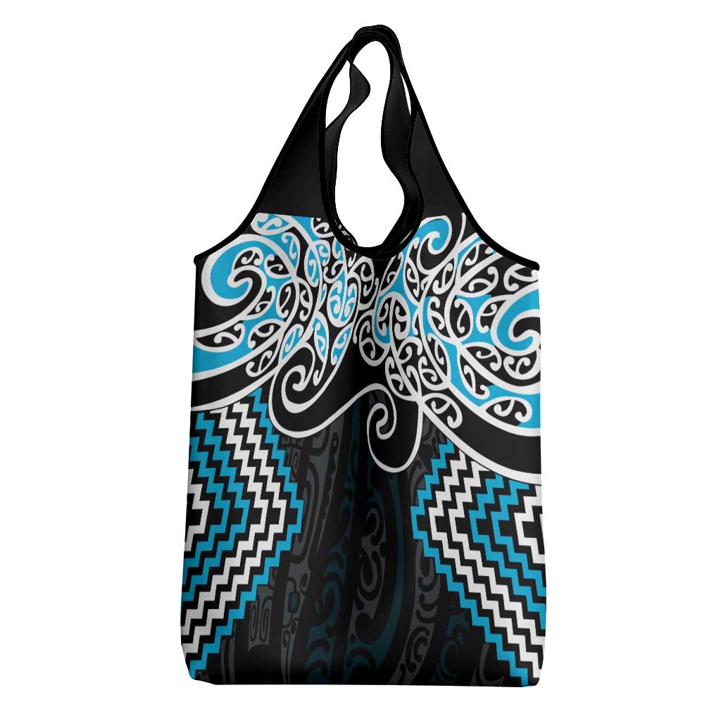 Blue Aotearoa Tukutuku Manawa Tapu Grocery Bag Ta Moko Toi Maori LT9 - Polynesian Pride