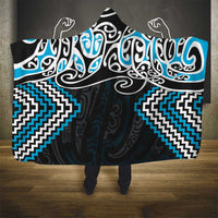 Blue Aotearoa Tukutuku Manawa Tapu Hooded Blanket Ta Moko Toi Maori LT9 - Polynesian Pride