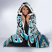Blue Aotearoa Tukutuku Manawa Tapu Hooded Blanket Ta Moko Toi Maori LT9 - Polynesian Pride