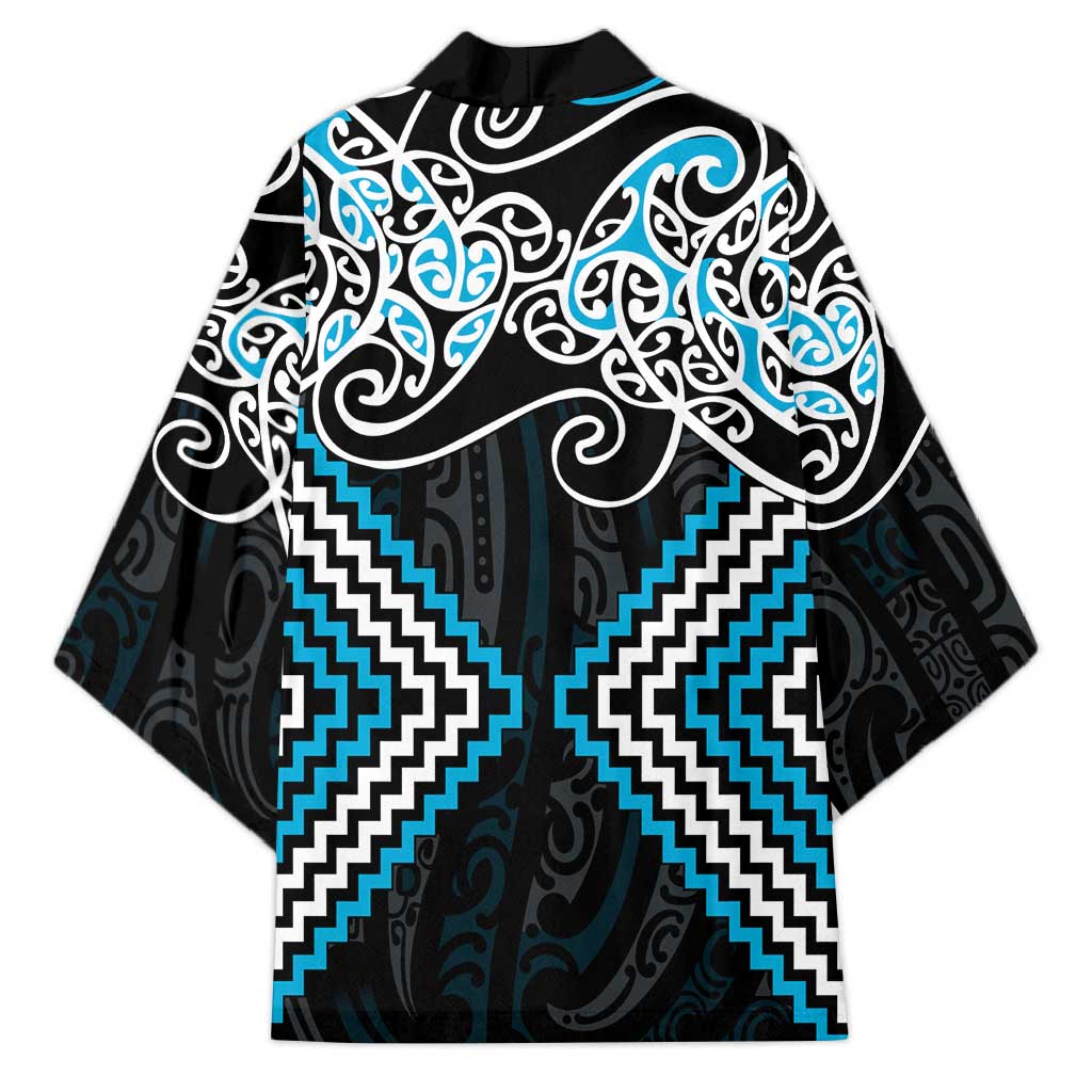Blue Aotearoa Tukutuku Manawa Tapu Kimono Ta Moko Toi Maori - Polynesian Pride