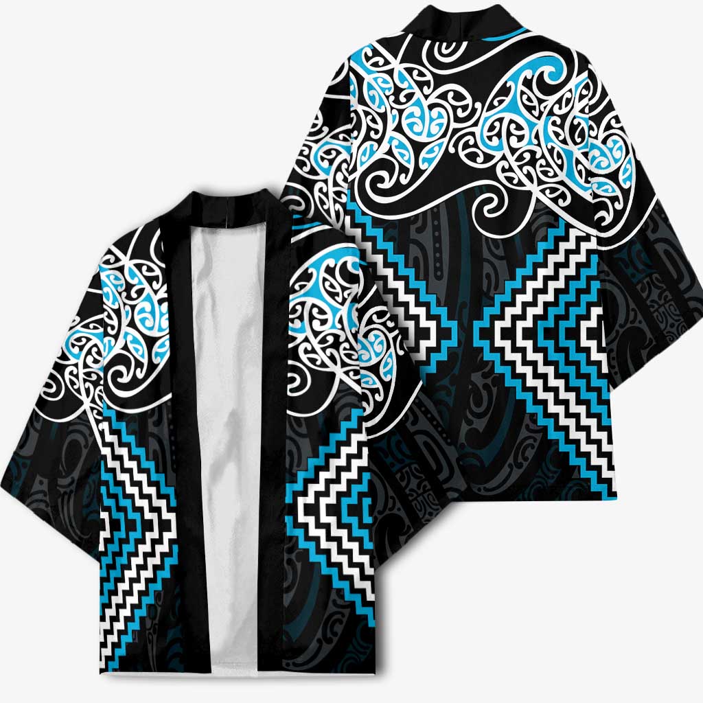 Blue Aotearoa Tukutuku Manawa Tapu Kimono Ta Moko Toi Maori - Polynesian Pride