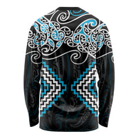 Blue Aotearoa Tukutuku Manawa Tapu Long Sleeve Shirt Ta Moko Toi Maori LT9 - Polynesian Pride