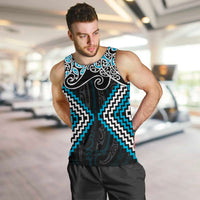 Blue Aotearoa Tukutuku Manawa Tapu Men Tank Top Ta Moko Toi Maori LT9 Blue - Polynesian Pride
