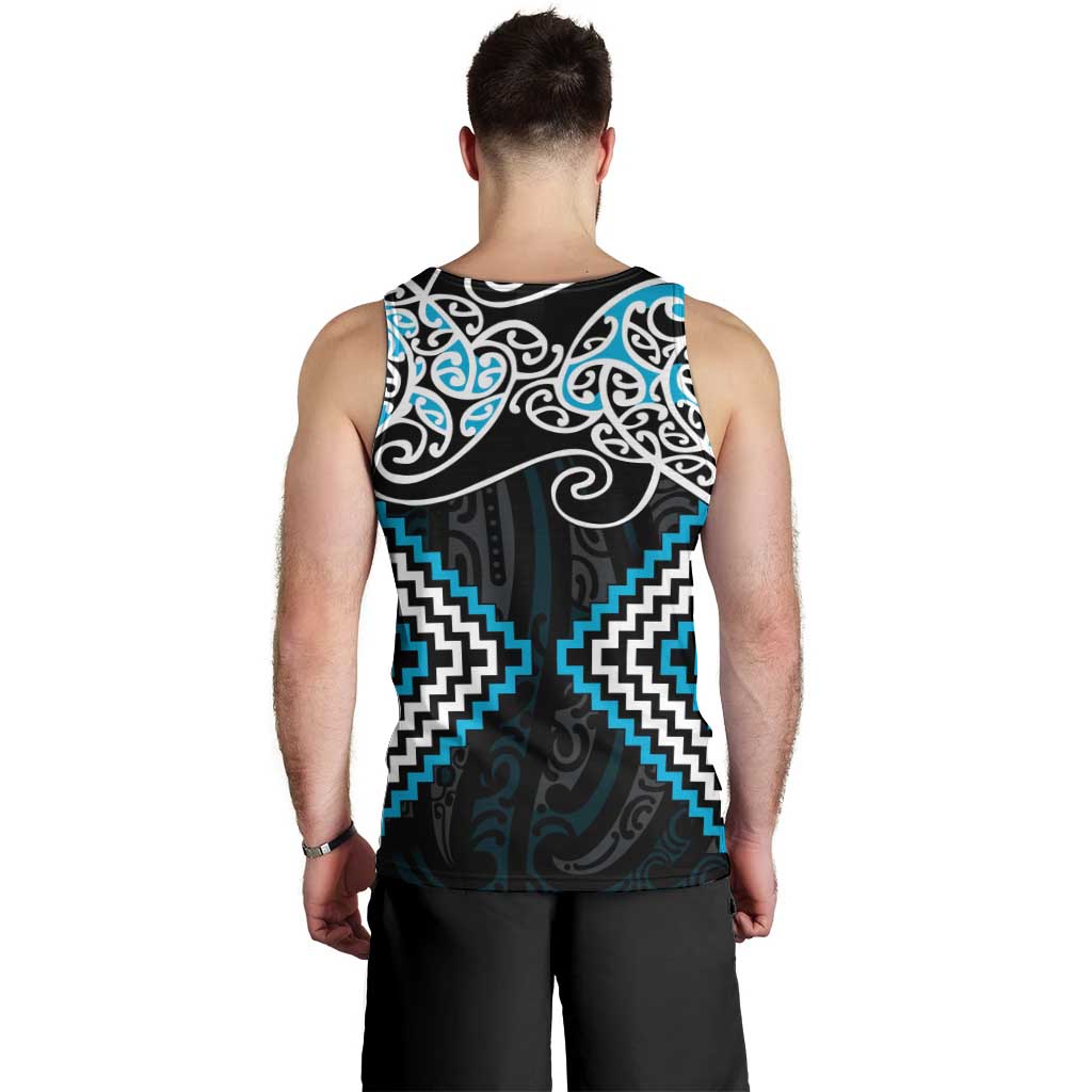 Blue Aotearoa Tukutuku Manawa Tapu Men Tank Top Ta Moko Toi Maori LT9 - Polynesian Pride