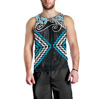 Blue Aotearoa Tukutuku Manawa Tapu Men Tank Top Ta Moko Toi Maori LT9 - Polynesian Pride
