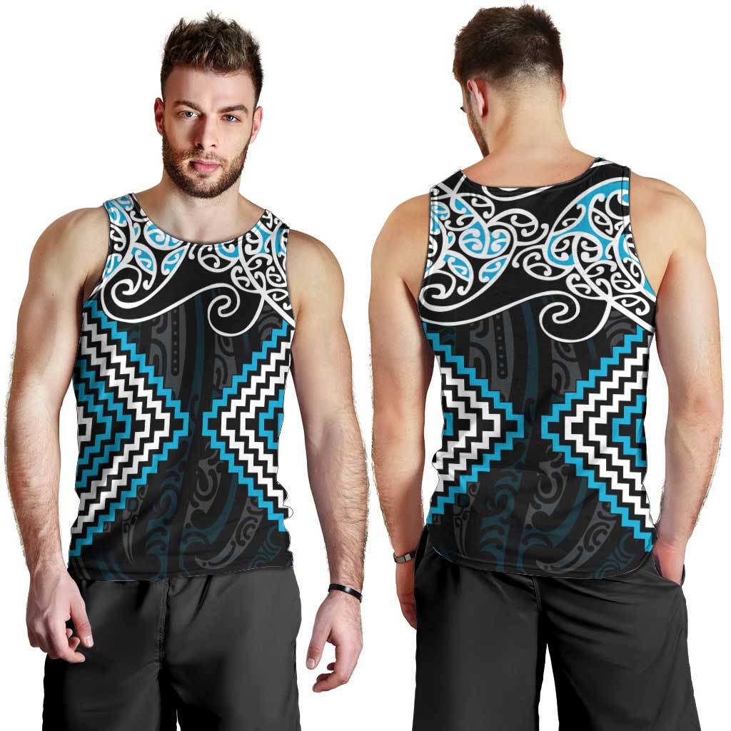 Blue Aotearoa Tukutuku Manawa Tapu Men Tank Top Ta Moko Toi Maori LT9 - Polynesian Pride