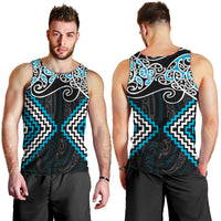 Blue Aotearoa Tukutuku Manawa Tapu Men Tank Top Ta Moko Toi Maori LT9 - Polynesian Pride