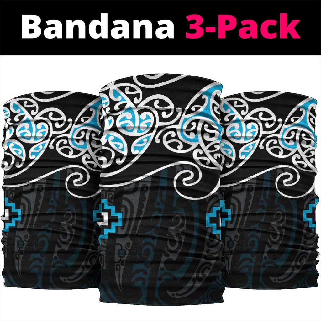Blue Aotearoa Tukutuku Manawa Tapu Neck Gaiter Ta Moko Toi Maori - Polynesian Pride