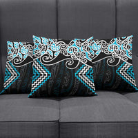 Blue Aotearoa Tukutuku Manawa Tapu Pillow Cover Ta Moko Toi Maori - Polynesian Pride