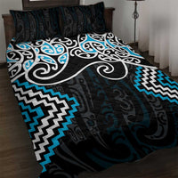 Blue Aotearoa Tukutuku Manawa Tapu Quilt Bed Set Ta Moko Toi Maori LT9 Blue - Polynesian Pride
