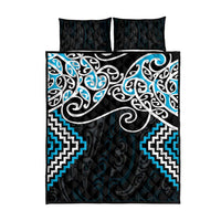 Blue Aotearoa Tukutuku Manawa Tapu Quilt Bed Set Ta Moko Toi Maori LT9 - Polynesian Pride