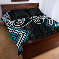 Blue Aotearoa Tukutuku Manawa Tapu Quilt Bed Set Ta Moko Toi Maori LT9 - Polynesian Pride