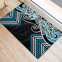 Blue Aotearoa Tukutuku Manawa Tapu Rubber Doormat Ta Moko Toi Maori LT9 - Polynesian Pride