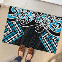 Blue Aotearoa Tukutuku Manawa Tapu Rubber Doormat Ta Moko Toi Maori LT9 - Polynesian Pride