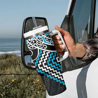 Blue Aotearoa Tukutuku Manawa Tapu Tumbler With Handle Ta Moko Toi Maori LT9 - Polynesian Pride