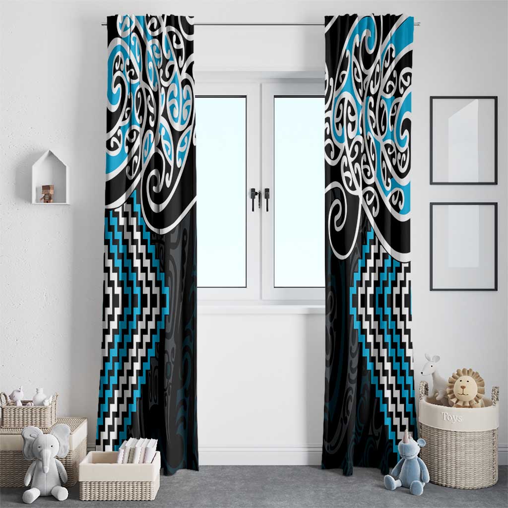 Blue Aotearoa Tukutuku Manawa Tapu Window Curtain Ta Moko Toi Maori LT9 - Polynesian Pride