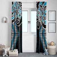 Blue Aotearoa Tukutuku Manawa Tapu Window Curtain Ta Moko Toi Maori LT9 - Polynesian Pride