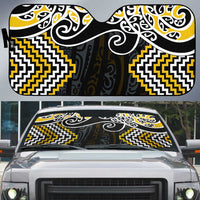 Gold Aotearoa Tukutuku Manawa Tapu Auto Sun Shade Ta Moko Toi Maori - Polynesian Pride