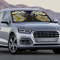 Gold Aotearoa Tukutuku Manawa Tapu Auto Sun Shade Ta Moko Toi Maori - Polynesian Pride
