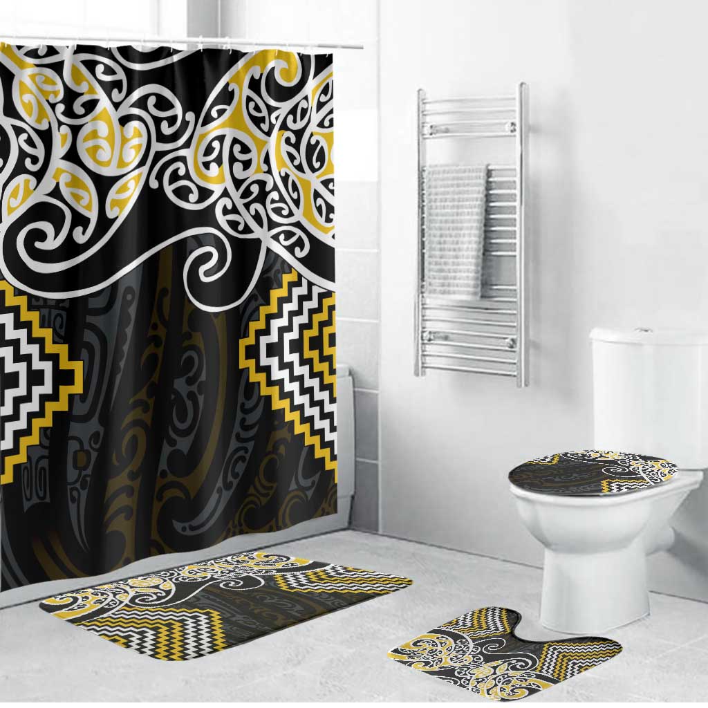 Gold Aotearoa Tukutuku Manawa Tapu Bathroom Set Ta Moko Toi Maori - Polynesian Pride