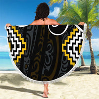 Gold Aotearoa Tukutuku Manawa Tapu Beach Blanket Ta Moko Toi Maori LT9 - Polynesian Pride