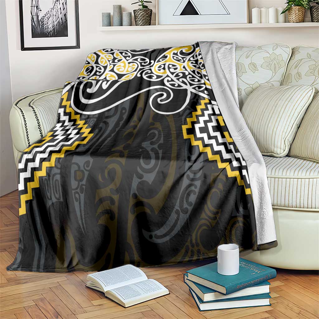 Gold Aotearoa Tukutuku Manawa Tapu Blanket Ta Moko Toi Maori LT9 Gold - Polynesian Pride