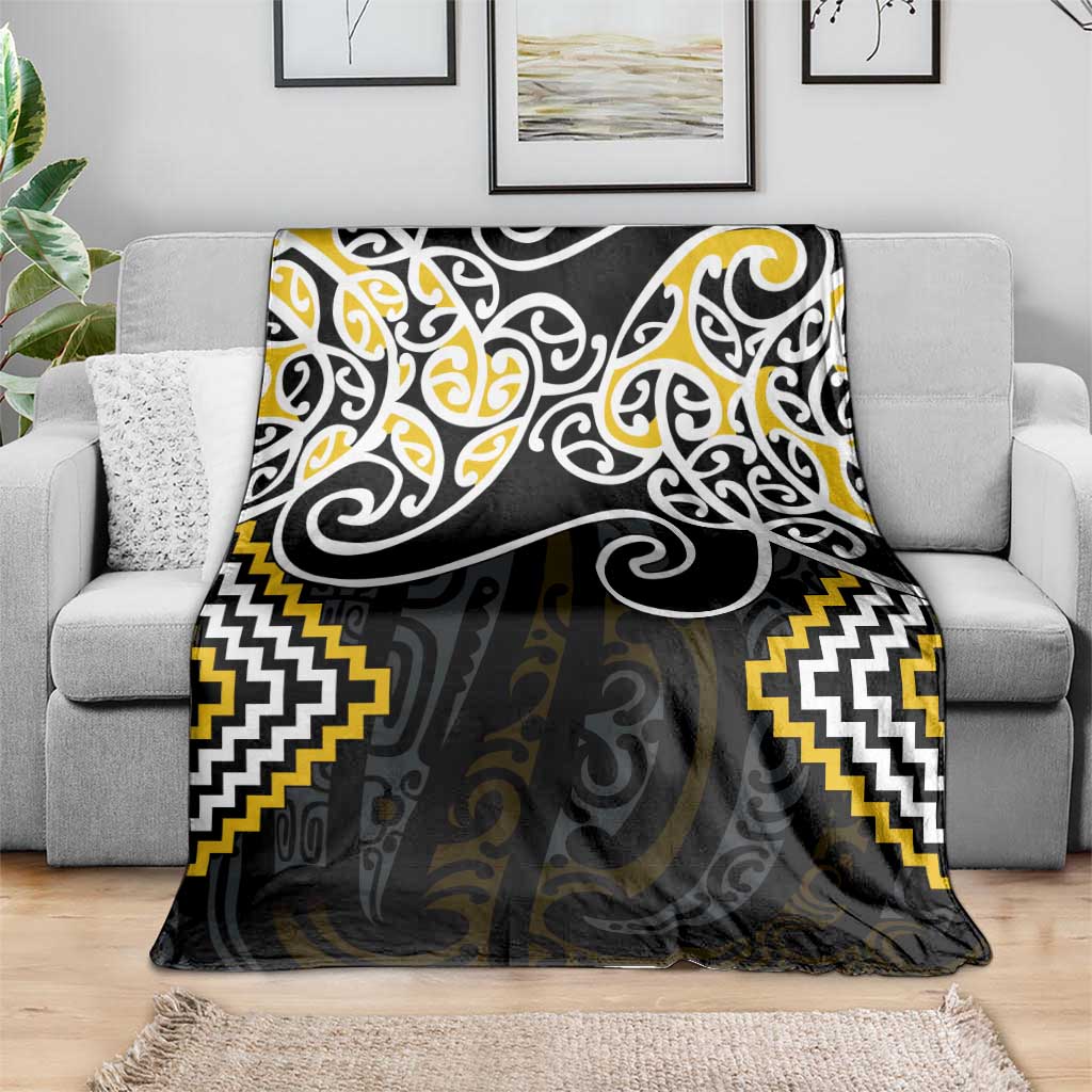 Gold Aotearoa Tukutuku Manawa Tapu Blanket Ta Moko Toi Maori LT9 - Polynesian Pride