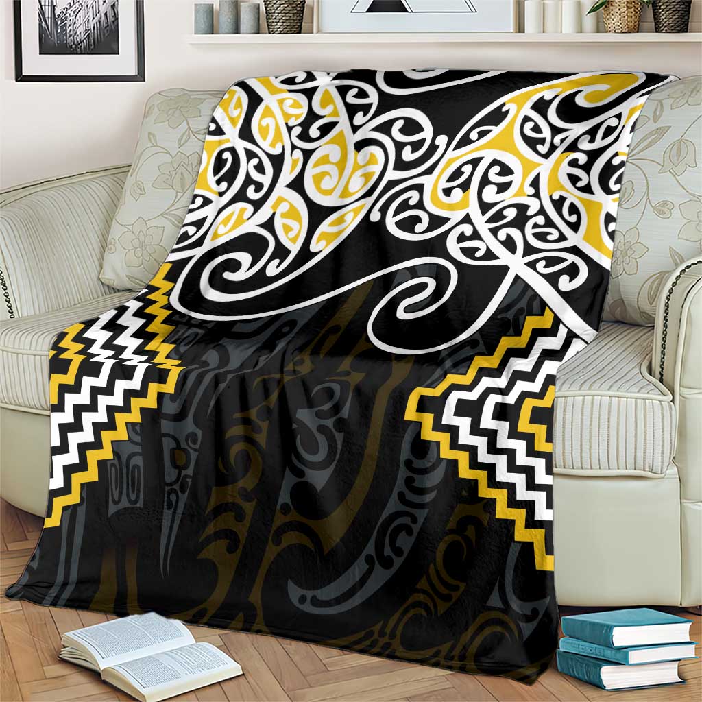 Gold Aotearoa Tukutuku Manawa Tapu Blanket Ta Moko Toi Maori LT9 - Polynesian Pride