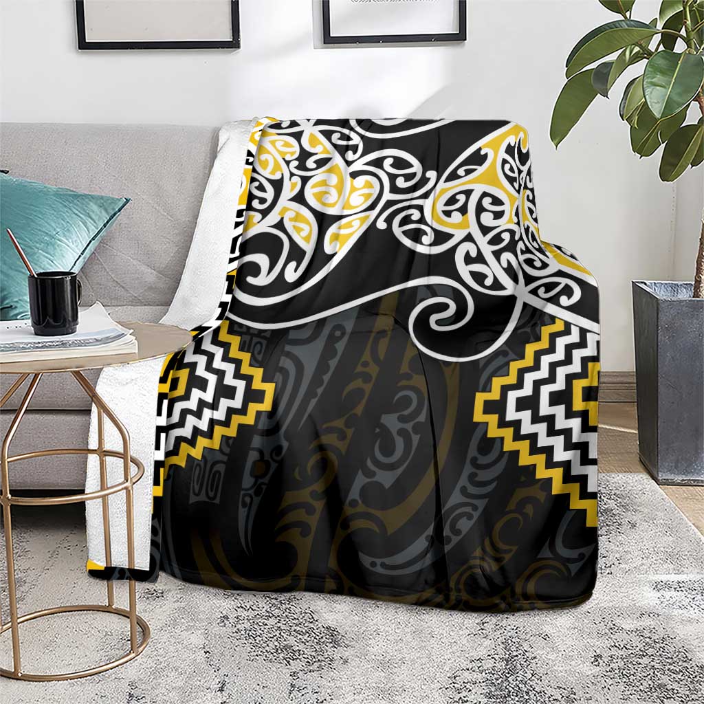 Gold Aotearoa Tukutuku Manawa Tapu Blanket Ta Moko Toi Maori LT9 - Polynesian Pride