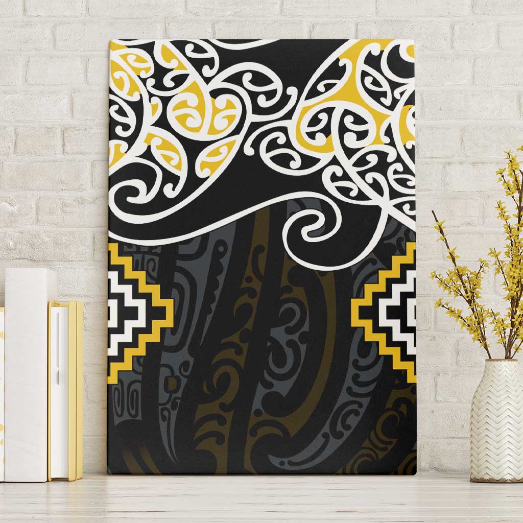 Gold Aotearoa Tukutuku Manawa Tapu Canvas Wall Art Ta Moko Toi Maori LT9 Without Frame Gold - Polynesian Pride