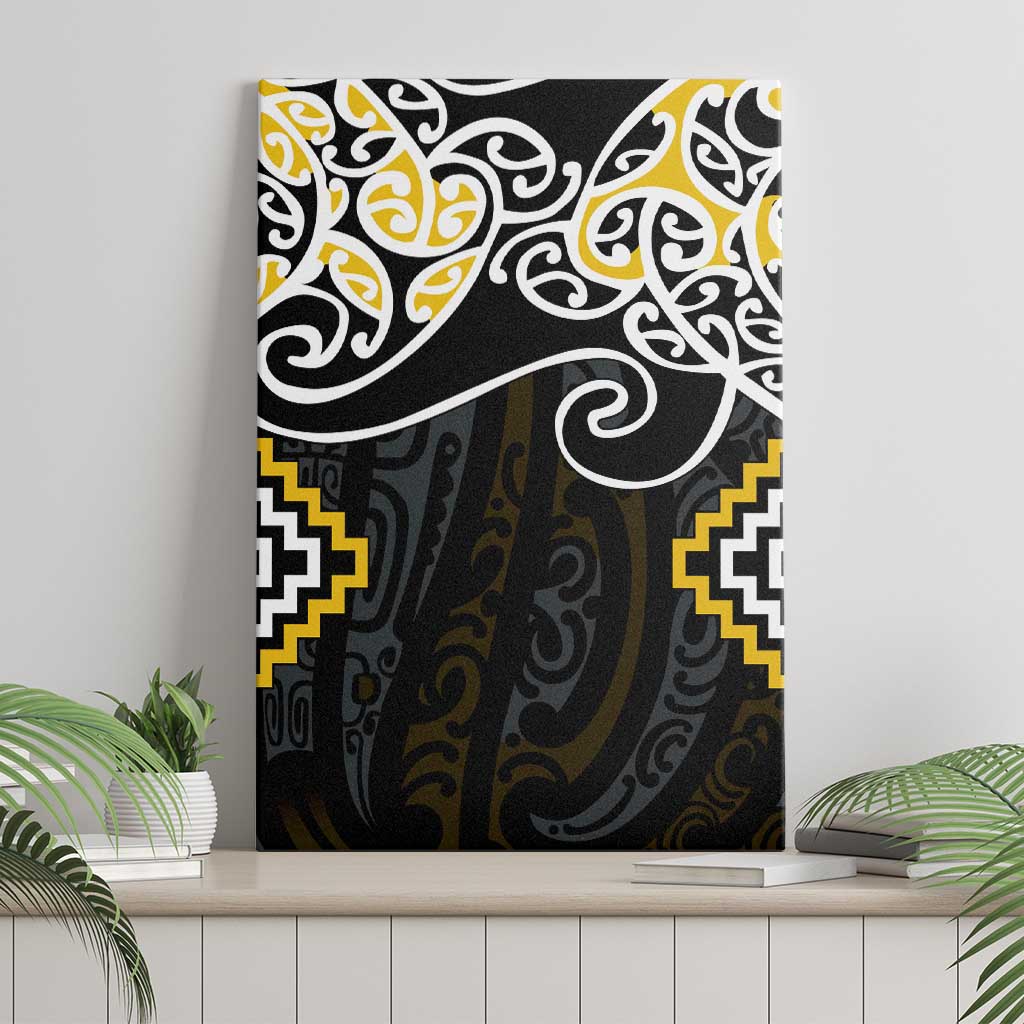 Gold Aotearoa Tukutuku Manawa Tapu Canvas Wall Art Ta Moko Toi Maori LT9 - Polynesian Pride