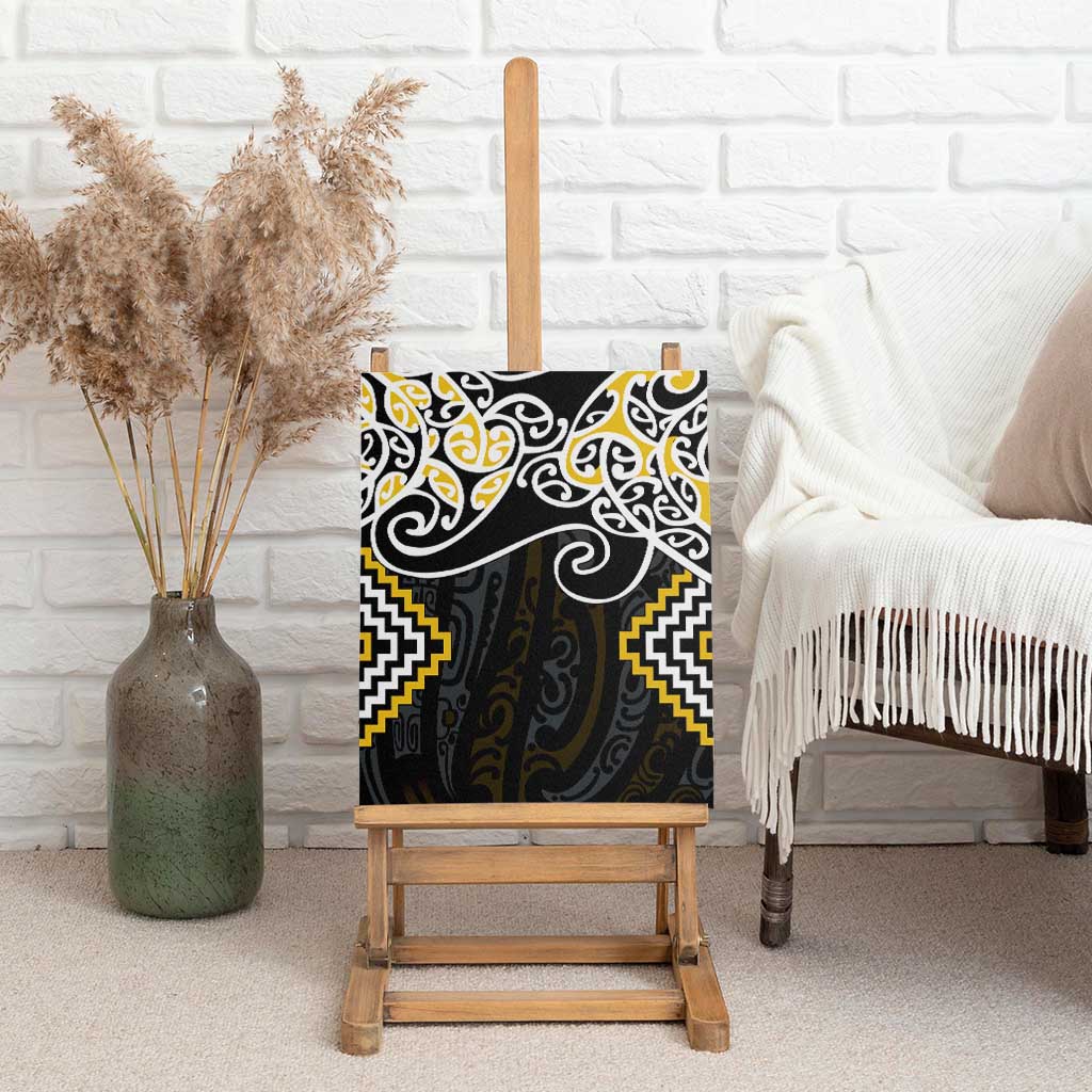 Gold Aotearoa Tukutuku Manawa Tapu Canvas Wall Art Ta Moko Toi Maori LT9 - Polynesian Pride