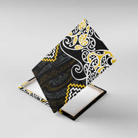 Gold Aotearoa Tukutuku Manawa Tapu Canvas Wall Art Ta Moko Toi Maori LT9 With Frame Gold - Polynesian Pride