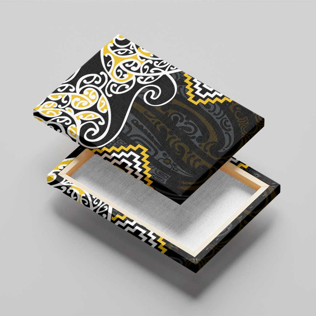 Gold Aotearoa Tukutuku Manawa Tapu Canvas Wall Art Ta Moko Toi Maori LT9 - Polynesian Pride
