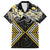 Gold Aotearoa Tukutuku Manawa Tapu Family Matching Off Shoulder Short Dress and Hawaiian Shirt Ta Moko Toi Maori