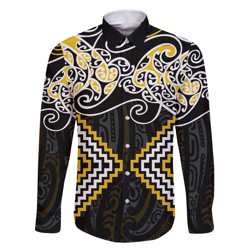 Gold Aotearoa Tukutuku Manawa Tapu Family Matching Off Shoulder Short Dress and Hawaiian Shirt Ta Moko Toi Maori