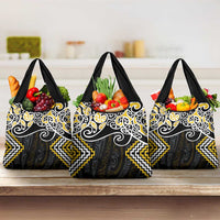 Gold Aotearoa Tukutuku Manawa Tapu Grocery Bag Ta Moko Toi Maori