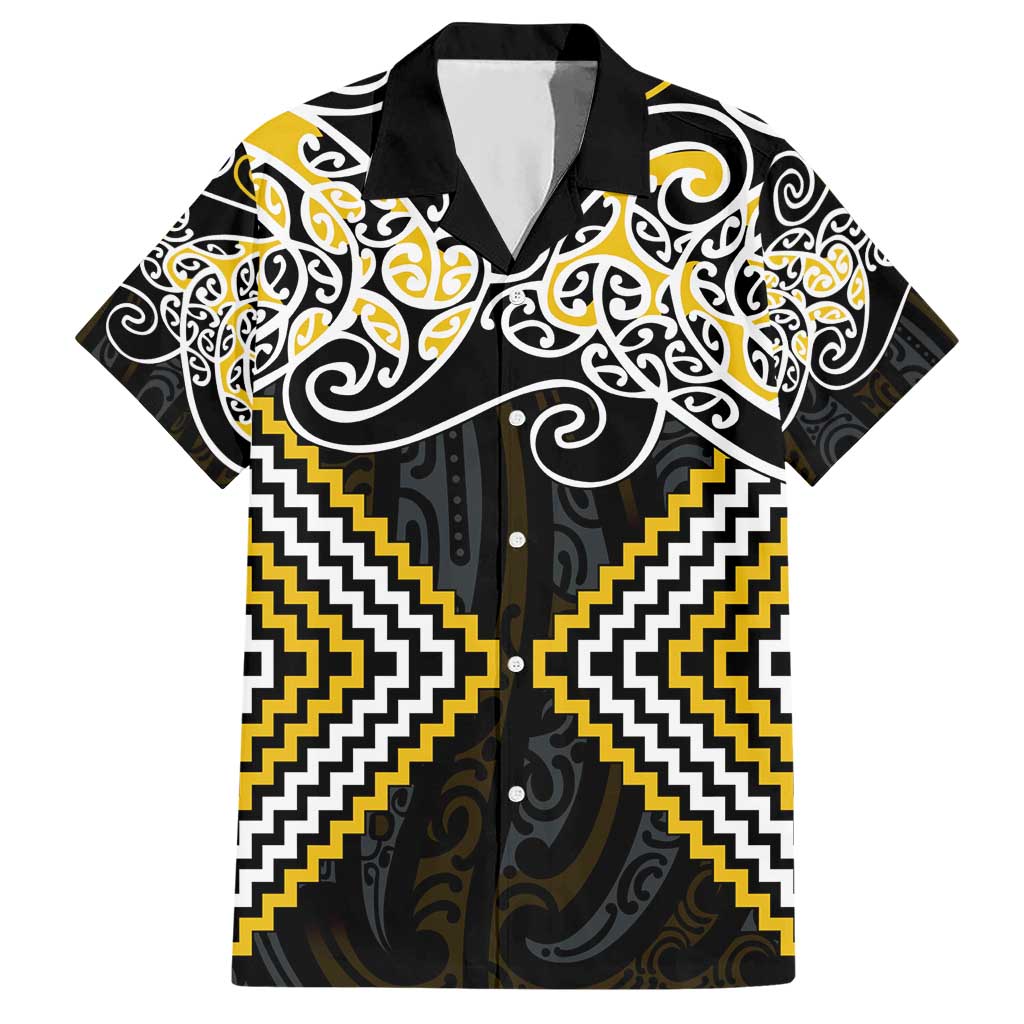 Gold Aotearoa Tukutuku Manawa Tapu Hawaiian Shirt Ta Moko Toi Maori LT9 Gold - Polynesian Pride